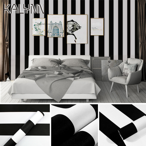 Striped Self-adhesive Wallpaper DIY for Living Room Bedroom Wall Black White Checkered Home Decor Sticker Kitchen Contact paper ► Photo 1/6