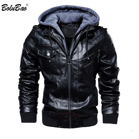 BOLUBAO Fashion Brand Men PU Leather Jackets Winter New Men's Comfortable Leather Jacket Male Casual Hooded Leather Jacket Coat ► Photo 1/6