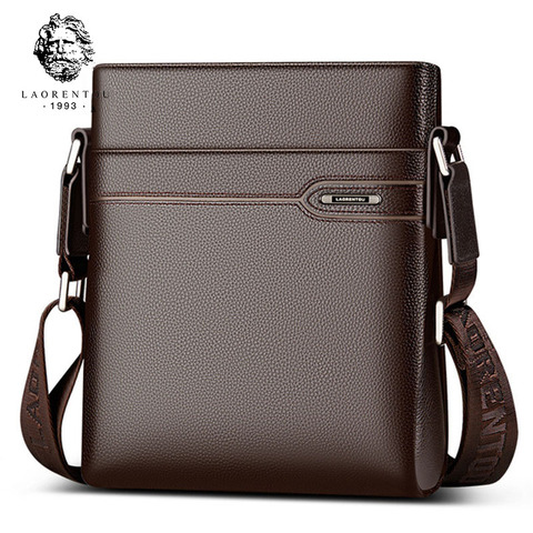 LAORENTOU Men's Genuine Leather Crossbody Bag Business Messenger Bag Side Shoulder Bag for Man Real Cow Leather Casual Purse Bag ► Photo 1/6