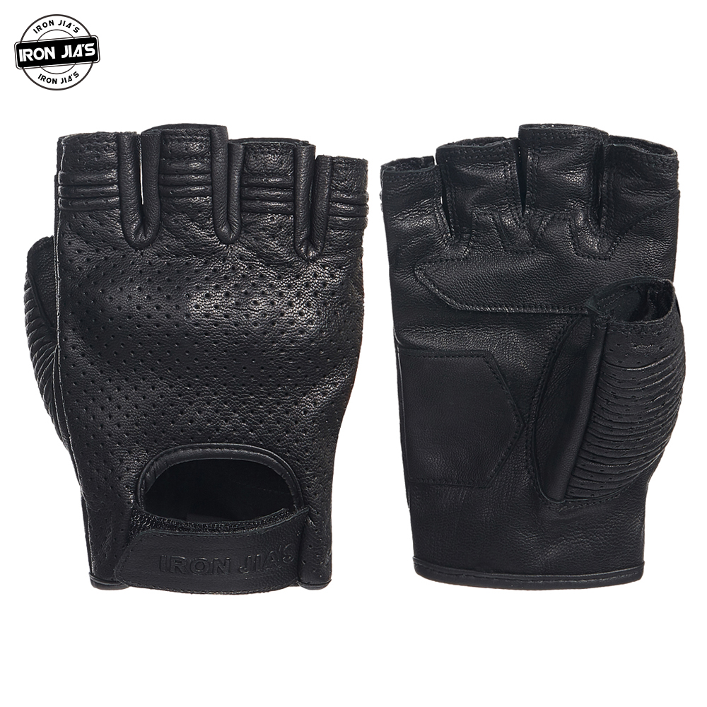 IRON JIA'S Retro Perforated Leather Motorcycle Gloves Summer Protective Half Finger Breathable Racing gloves Guantes - Price history & Review | Seller - Iron Jia's Auto&Motor Store | Alitools.io
