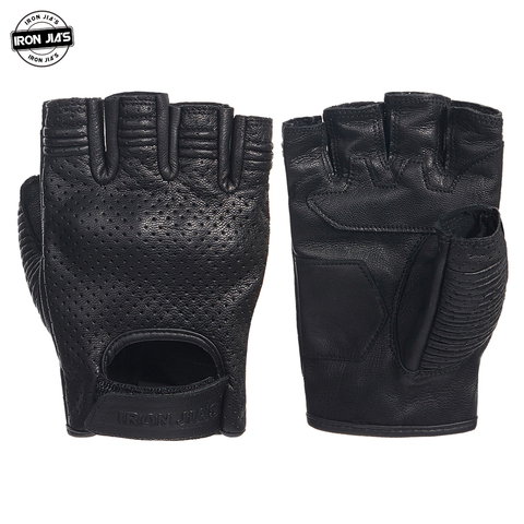 IRON JIA'S Retro Perforated Leather Motorcycle Gloves Summer Protective  Half Finger Breathable Racing gloves Motorbike Guantes - Price history &  Review, AliExpress Seller - Iron Jia's Auto&Motor Store