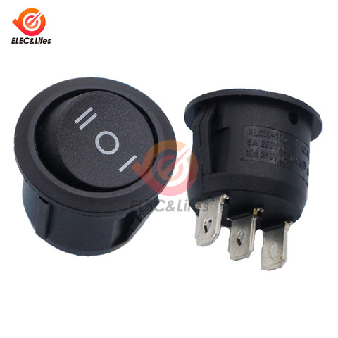 10Pcs Black Waterproof 3 Position SPDT Round Boat Rocker Switch 3Pins 3pin 3P ON/OFF/ON 6A/250V 10A/125V AC ► Photo 1/1