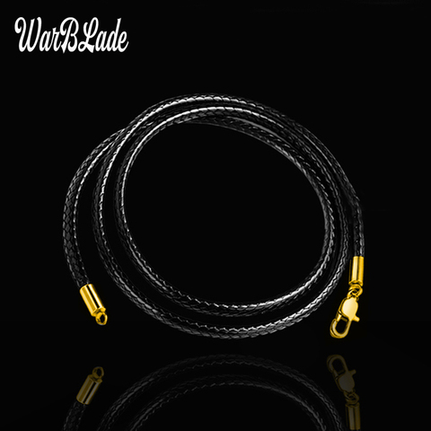 2022 New Leather Cord 40-60cm Necklace Cord Wax Rope Chain With Stainless Steel Lobster Clasp For Men Women DIY Necklace Making ► Photo 1/6