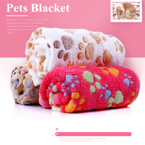 Cute Pet Sleep Warm Blanket Paw Print towl Dog Cat Puppy Fleece Soft Dog Blanket for Pet Dog Cat Hamster Hedgehog Pig ► Photo 1/6