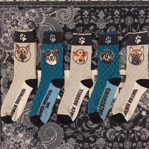 Adult Crew Q Socks Rhombic Lattice Bernese Mountain French Bulldog Dachshund Pup Puppy German Shepherd Dog Jack Russell Terrier ► Photo 1/6