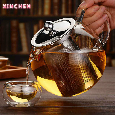 600/950/1300ml Glass Stainless Steel Teapot with Infuser Filter Lid Heat Resistant Tea Pot Kettle Home Office Teaware Set ► Photo 1/6