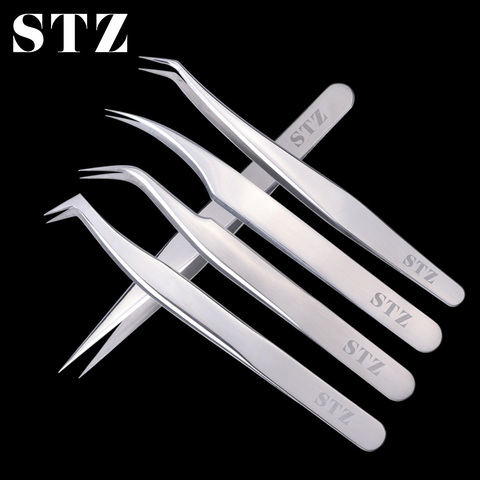 STZ 1pcs Stainless Steel Eyelash Extension Tweezers Straight Curved Curler For Eyelash-false Clip Makeup Nail Art Tools S01-05 ► Photo 1/6
