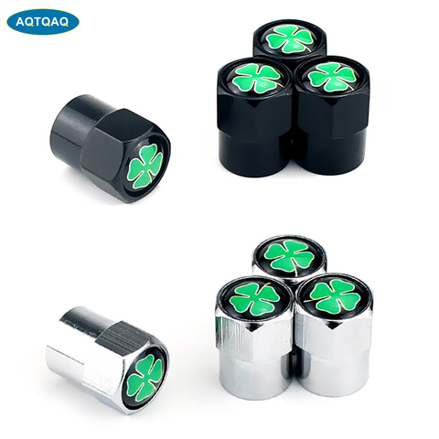 4Pcs/Set AQTQAQ Tire Valve Stems Cap 4 Leaf Clover Alloy Wheel Air Trye Caps Dustproof For Most Cars ► Photo 1/6