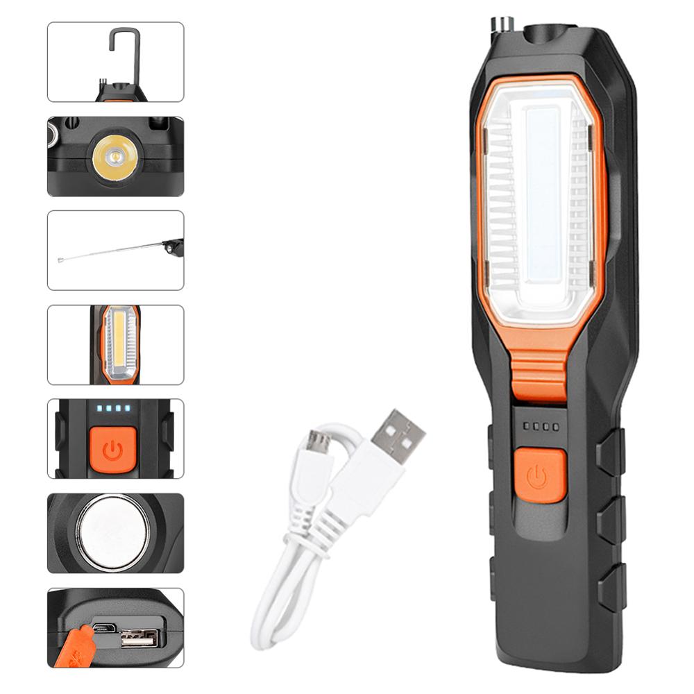 COB LED Work Light Hand Torch Magnetic USB Rechargeable Camping Lamp Portable 