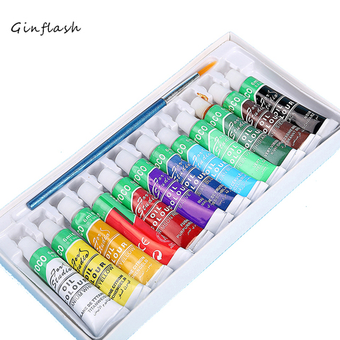 12colors 6ml/tube Professional Oil paints colors painting drawing pigments art supplies set oil painting set with paint brush ► Photo 1/6