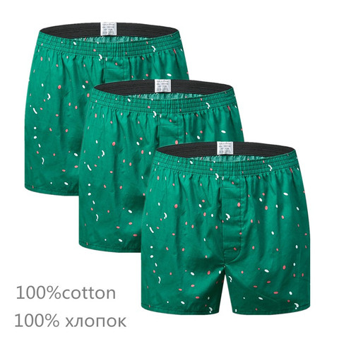 3Pcs/Lot Classic Print Men's Boxers Cotton Mens Underwear Trunks Woven Homme Arrow Panties Boxer Plus Size ► Photo 1/6