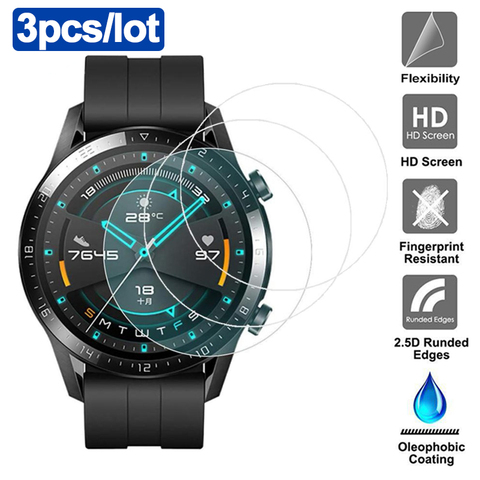 3pcs Tempered Glass For Huawei Watch GT 2 46mm protective Glass For huawei GT2e Screen Protector Film smartwatch accessories ► Photo 1/6