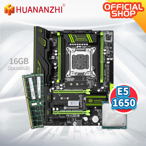 HUANANZHI X79 GREEN 2.49V3.1 X79 motherboard with Intel XEON E5 1650 with 2*8G DDR3 RECC memory combo kit set NVME SATA USB3.0 ► Photo 1/5
