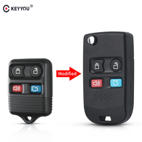 KEYYOU 4 Button Modified Folding Flip Fob Remote Key Shell For Ford Focus Complete Escape Mustang Explorer Lincoln Town Sport ► Photo 1/5