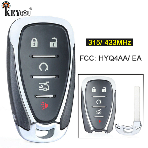 KEYECU 315/433MHz ID46 Chip HYQ4AA HYQ4EA Smart 5 Button Remote Key Fob for Chevrolet Camaro Equinox Cruze Malibu Spark 2016-19 ► Photo 1/3