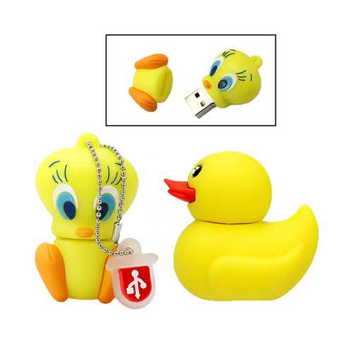 Real Capacity Cartoon Animal Yellow Tweety Bird USB Flash Drive Duck Memory Flash Storage Pen Thumb Drive 4GB 8G 16GB Pen Drive ► Photo 1/6