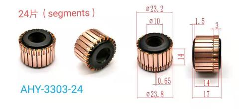 1PC 10 x 23.2 x 14mm 24P Gears 24 Bars Groove Type Copper Commutator AHY-3303-24 ► Photo 1/5