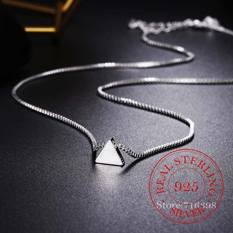 Hot New 925 Sterling Silver Triangle Necklace Female Korean Small Fresh Geometric Triangle Pendant Necklace for Women Jewelry ► Photo 1/5