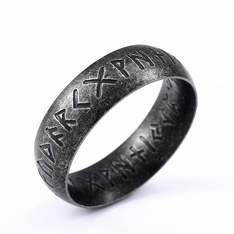 Beier 316L Stainless Steel Fashion Style MEN Double Letter Rune Words Odin Norse Viking Amulet RETRO Rings Jewelry LR-R141 ► Photo 1/5