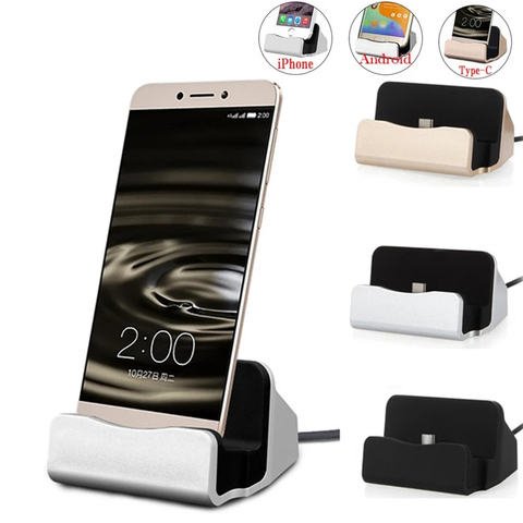 USB Dock Stand Charger Holder Micro USB Type C Fast Charging Phone Charger For iPhone 12 11 Pro X Max 7 Plus Samsung Xiaomi LG ► Photo 1/6