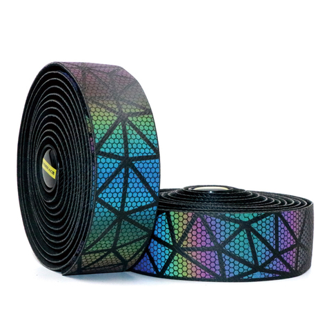 Road Bike Reflective Handlebar Tape Cork Cycling Damping Anti-Vibration Wrap  EVA PU Bicycle Comfortable Rainbow Bar Belt ► Photo 1/6