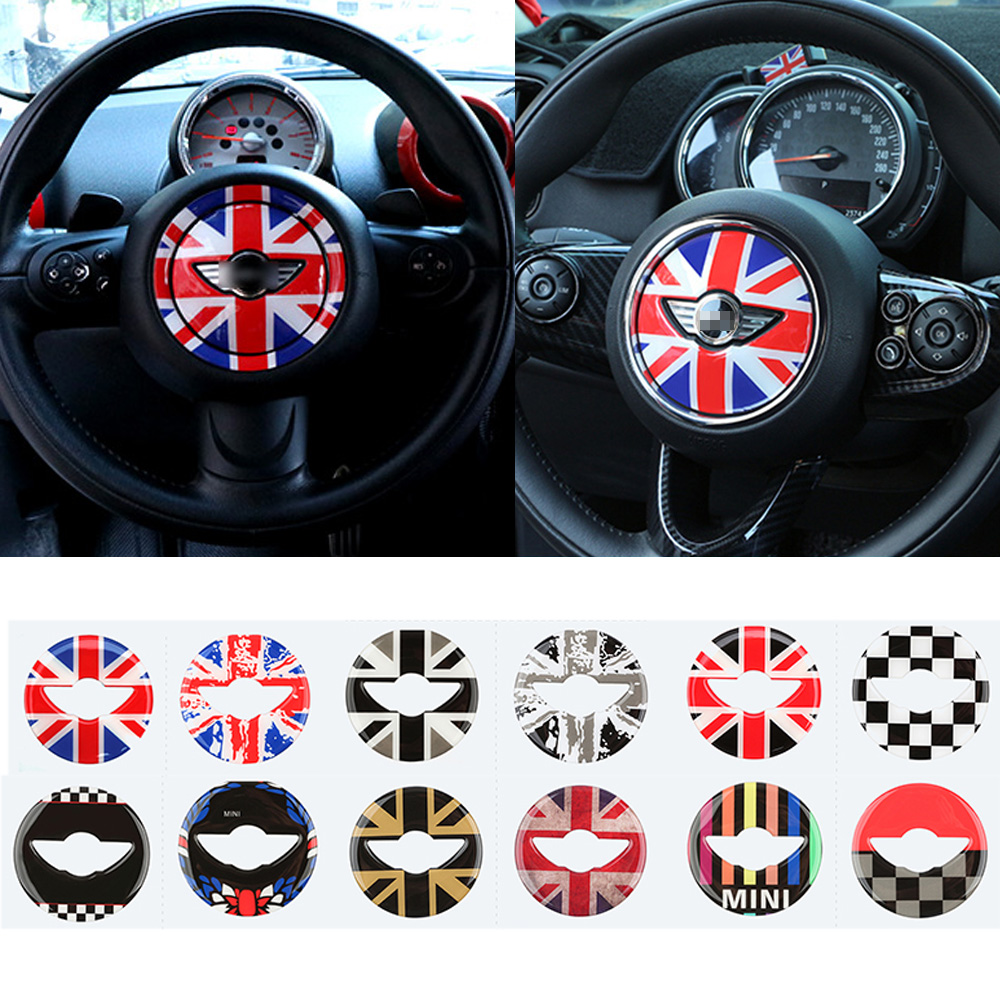 1pcs Union Jack Car Steering Wheel Sticker Decal For Mini Cooper R55 R56 R58 R60
