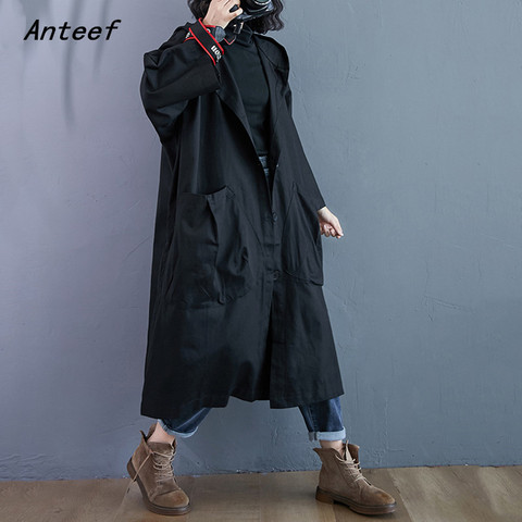 cotton plus size Oversized hooded casual loose long autumn spring trench coat for women 2022 clothes Outerwear ► Photo 1/6