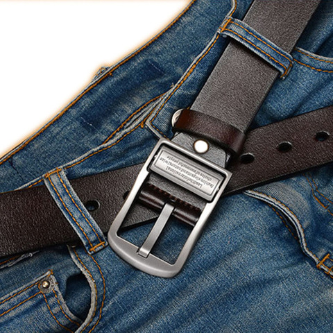 Genuine Leather Belt Men 140 150cm Cowboy Luxury Brand Black Pin Buckle Waist Belts High Quality Designer Cinturones Para Hombre ► Photo 1/6