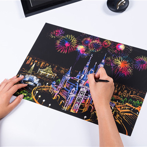 Kids DIY Scratch Paintings Magic City Art Drawings Baby Educational Toys Child Birthday Gifts Room Accessories Y041 ► Photo 1/5