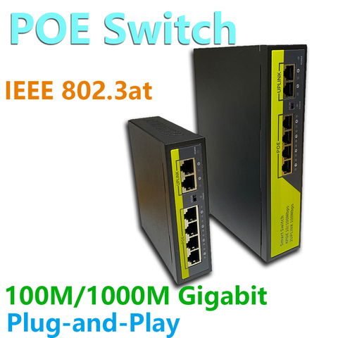 4 Ports POE switch 48V  Gigabit 100/1000Mbps IEEE 802.3 af/at ethernet switch Suitable for IP camera/Wireless AP/POE camera ► Photo 1/1