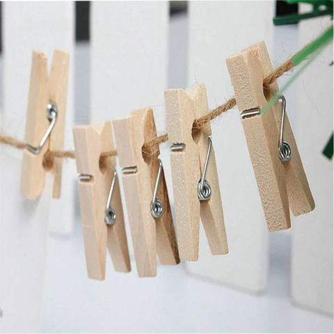 100 PCS Very Small Mine Size 30mm Mini Natural Wooden Clips For Photo Clips Clothespin Craft Decoration Clips Pegs ► Photo 1/6