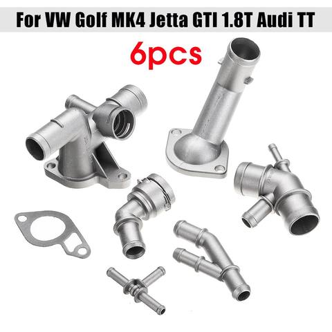 6PCS Car Aluminum Coolant Flange Upgrade Kit For VW Golf MK4 For Jetta GTI 1.8T 2000-2005 For Audi TT 2000-2002 06A121133J ► Photo 1/6