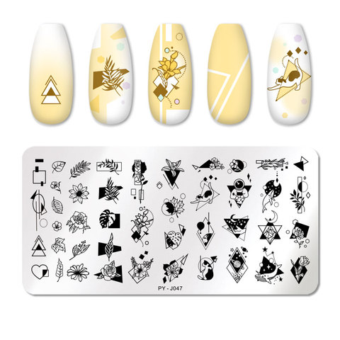 PICT YOU Nail Stamping Plates Fruit Leaves Tree Halloween Christmas Striped Line Nail Art Plate Stencil Stainless Steel Plate ► Photo 1/6