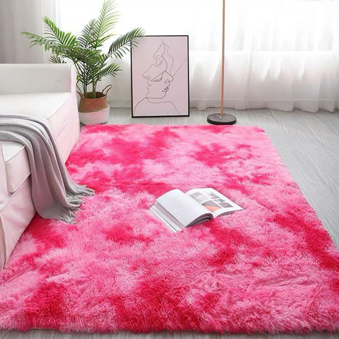 New Pink Carpet Dyeing Plush Soft Carpets Area rug For Living Room Bedroom Long Fluffy Anti-slip Floor Mats Child Bedroom Mat ► Photo 1/6