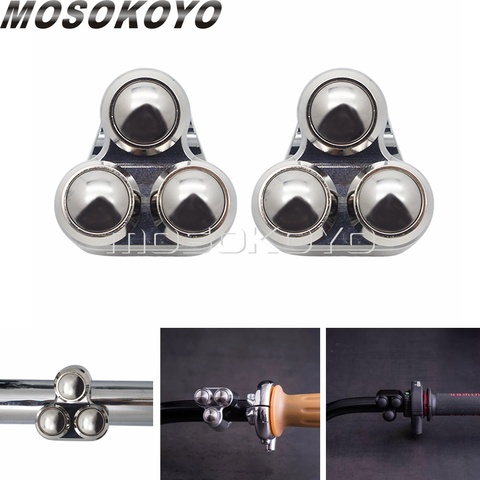 2pcs 3 Button Handlebar Switch Gear Retro Push Button Custom Switch Control for Harley Cruisers Cafe Racer Bobber 1
