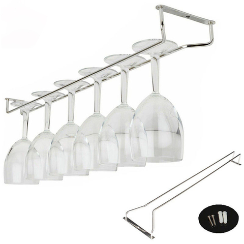 Gold Silver High quality useful 27/35/55cm Stainless Steel Wine Rack Glass Holder Hanging Bar Hanger Shelf ► Photo 1/6