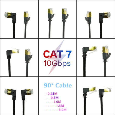 Ethernet Thin Cable RJ45 Cat7 Lan Ultra Slim Cable UTP RJ45 Network Cable for Cat6 Compatible Patch Cord 90 Degree Right Angle ► Photo 1/6