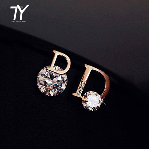 European and American personality shiny D letter asymmetric Earrings sexy party queen Earrings fashion trendsetter lady Earrings ► Photo 1/6