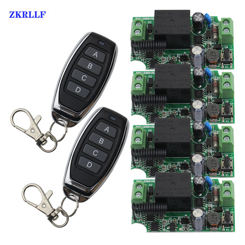 433Mhz Universal AC 110V 220V 1 CH Wireless Remote Control Switch Relay Receiver Module 4 CH RF LED Remote Transmitter Light DIY ► Photo 1/6