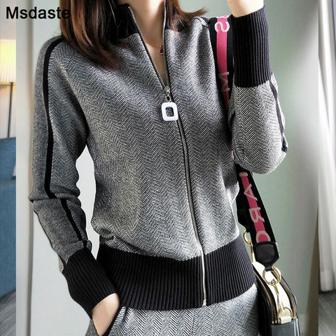 sweater+pants women clothing set casual body suits cardigan pants outfits spring plaid two pieces set woman knitted tracksuits ► Photo 1/6