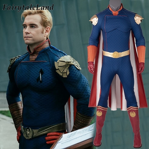 The Boys Homelander Costume Carnival Halloween Superhero Jumpsuit Adult Man Dark Blue Outfit Fancy America Cape Suit ► Photo 1/6