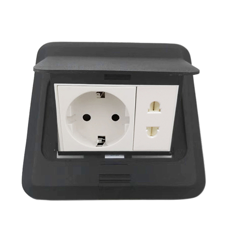 Black European Standard Fast Pop-up Floor Socket With USB Module Computer Module Multi-hole Socket ► Photo 1/3