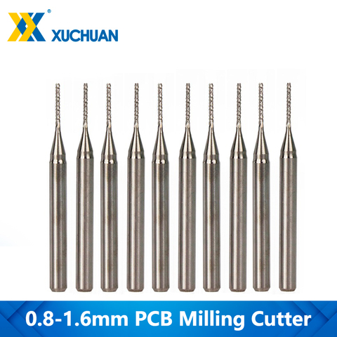 10pcs 0.8-1.6mm CNC Router Bit Set Carbide PCB Milling Cutter 3.175mm Shank CNC End Mill ► Photo 1/5