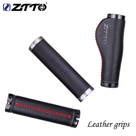 ZTTO MTB Bicycle Ergonomics leather grips Retro style well-matched with Titanium frame Hand stitch grips handle ► Photo 1/6