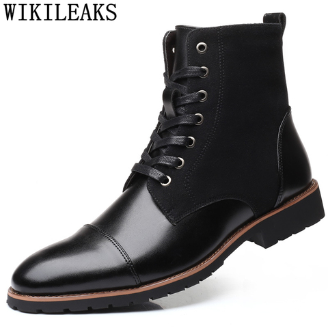 Fashion Men Leather Boots Plus Size 47 48 Designer Winter Boots Men Casual Shoes Brand Snow Boots Men Designer Shoes Black Dress ► Photo 1/6