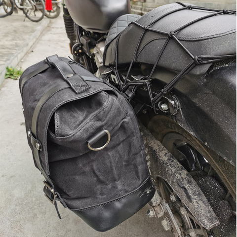 Retro locomotive side bag universal waterproof side bag motorcycle canvas bag knight saddle bag ► Photo 1/6