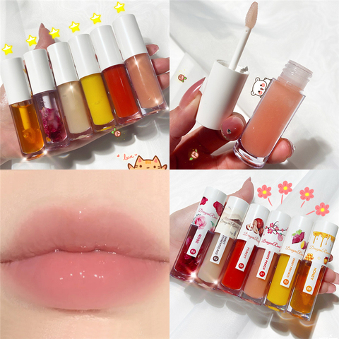 Natural Plant Extarct High Gloss Lip Oil Moisturizing Dry Flower Glow Lip Oil Nourishing Lip Oil Biting Lip Plumper Lip gloss ► Photo 1/6