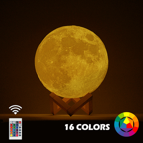 New Dropship  3D Print Moon Lamp Colorful Change Touch Usb Led Night Light Home Decor Creative Gift ► Photo 1/6