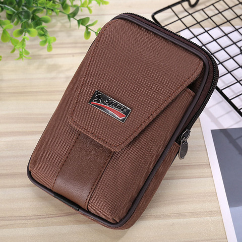 6.5inch Men Fanny Pack For Mobile Phone Male Cover Zipper Coin Purse Fabric Canvas Sport Bag Casual Waist Packs Bags Billfold ► Photo 1/6
