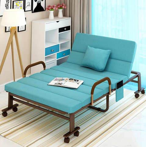 Folding Bed for Home Office Hospital Relaxing Sleeping Accompany Portable Bed Lazy Lounge Chair Sofa with Wheels 190*90cm ► Photo 1/6